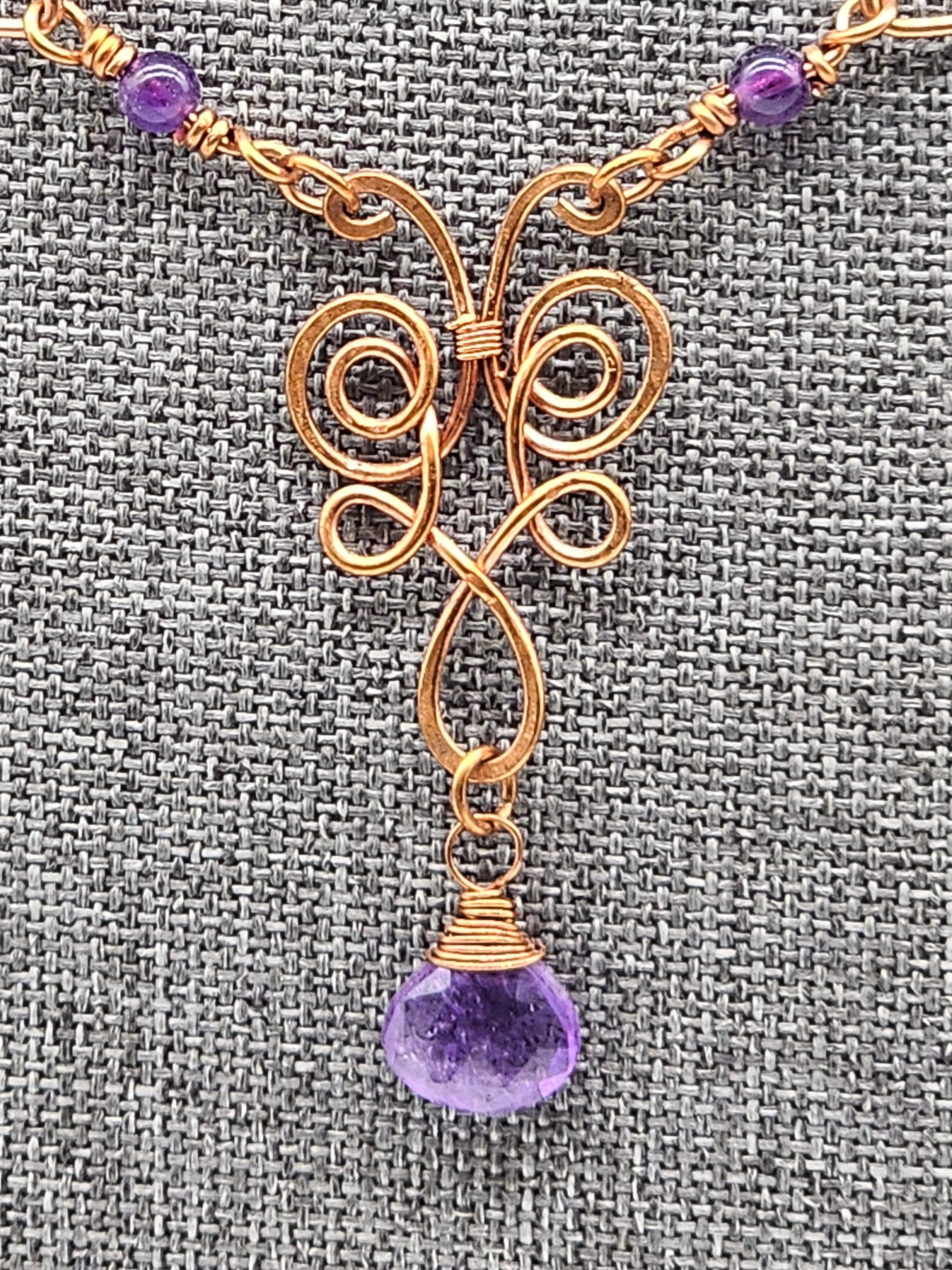 Amethyst Hearts Necklace