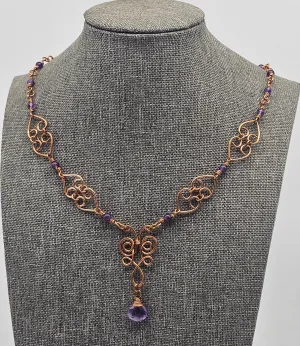 Amethyst Hearts Necklace