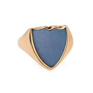 Antique Edwardian Shield Ring c1913 15k Gold Agate Signet 9 Men's Fine Jewelry