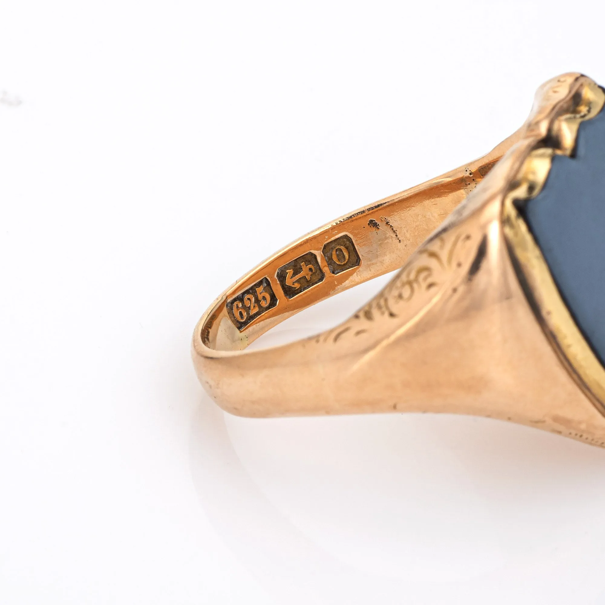 Antique Edwardian Shield Ring c1913 15k Gold Agate Signet 9 Men's Fine Jewelry