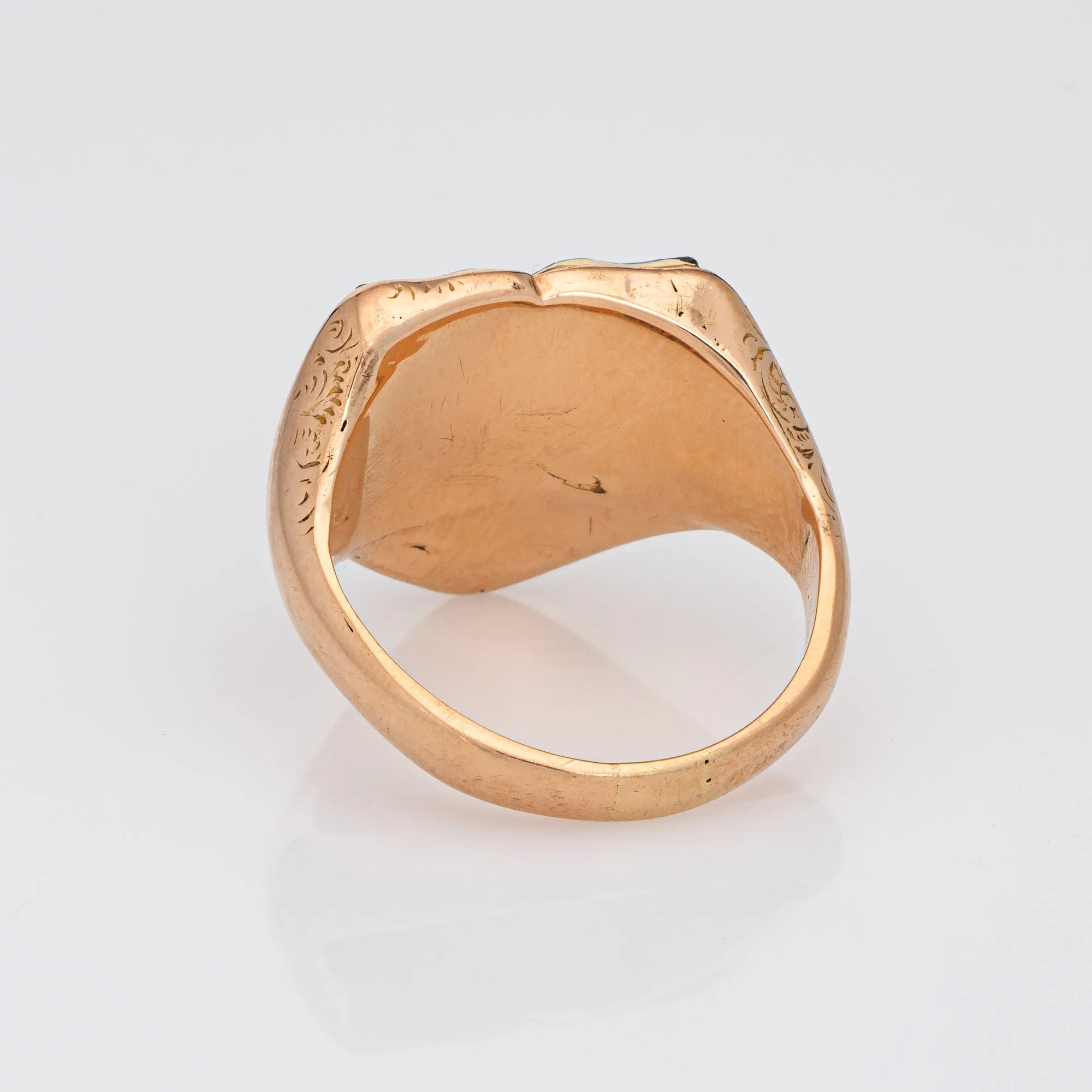 Antique Edwardian Shield Ring c1913 15k Gold Agate Signet 9 Men's Fine Jewelry