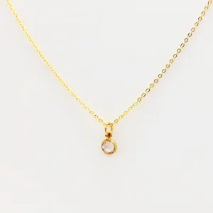 April Diamond Crystal Birthstone 14K Gold Necklace