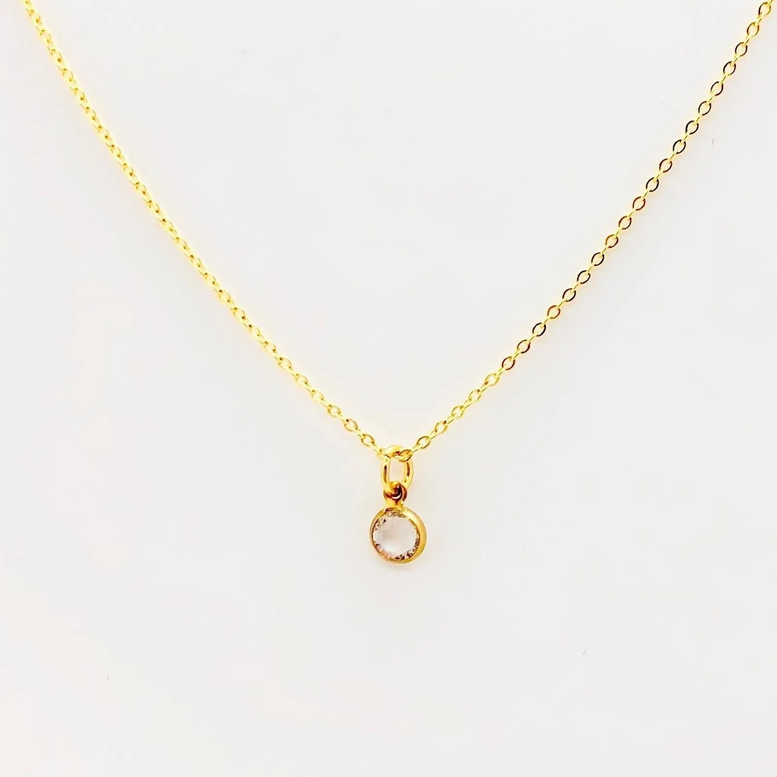April Diamond Crystal Birthstone 14K Gold Necklace