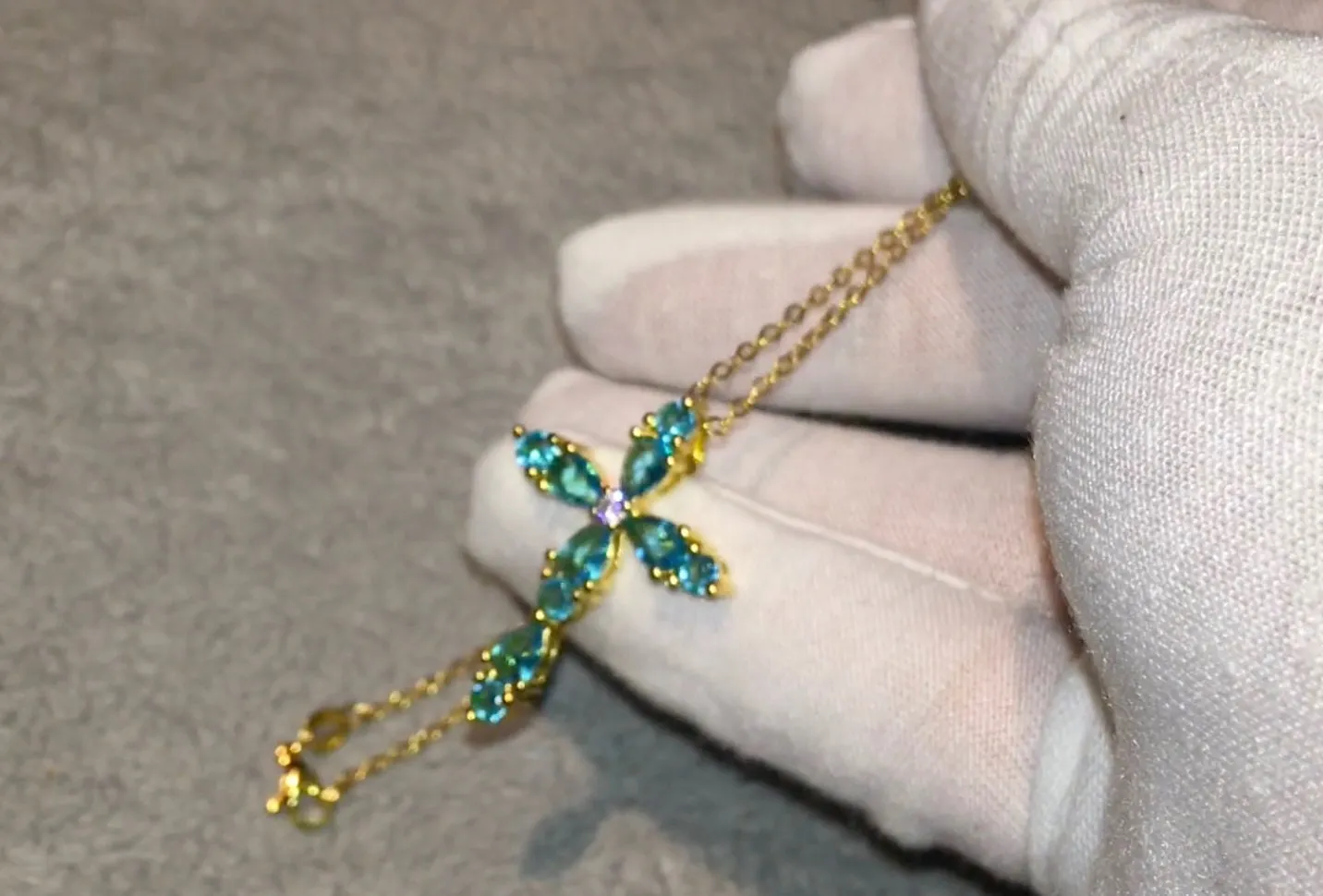 Aquamarine Diamond Cross Necklace | Blue Diamond Cross Pendant | Cross Necklace | Cross Chain | Cross Necklace Diamond | Cross Pendant