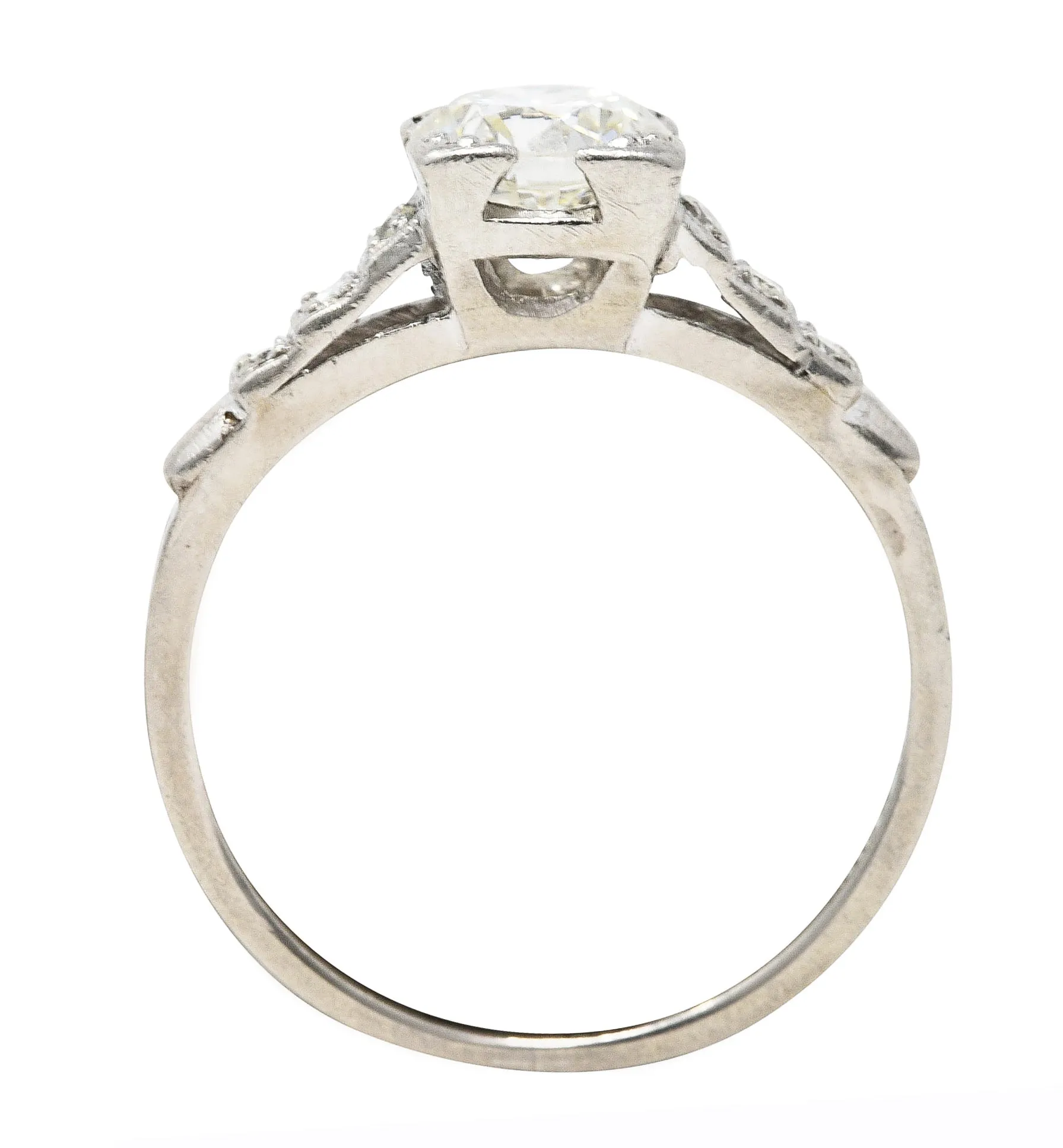 Art Deco 0.97 CTW Diamond Platinum Tiered Shoulder Engagement Ring