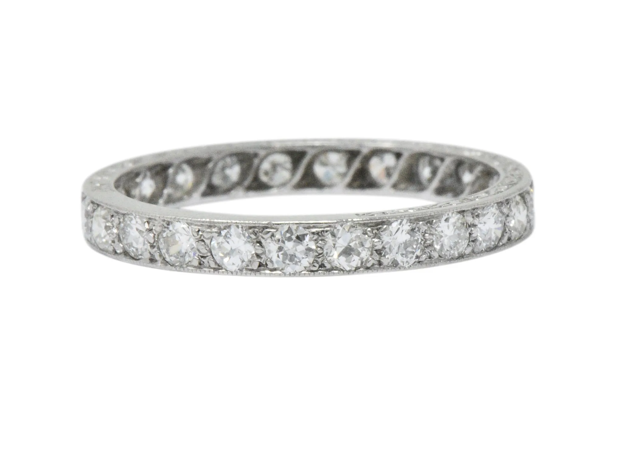 Art Deco 1.20 CTW Diamond Platinum Eternity Stack Band Ring