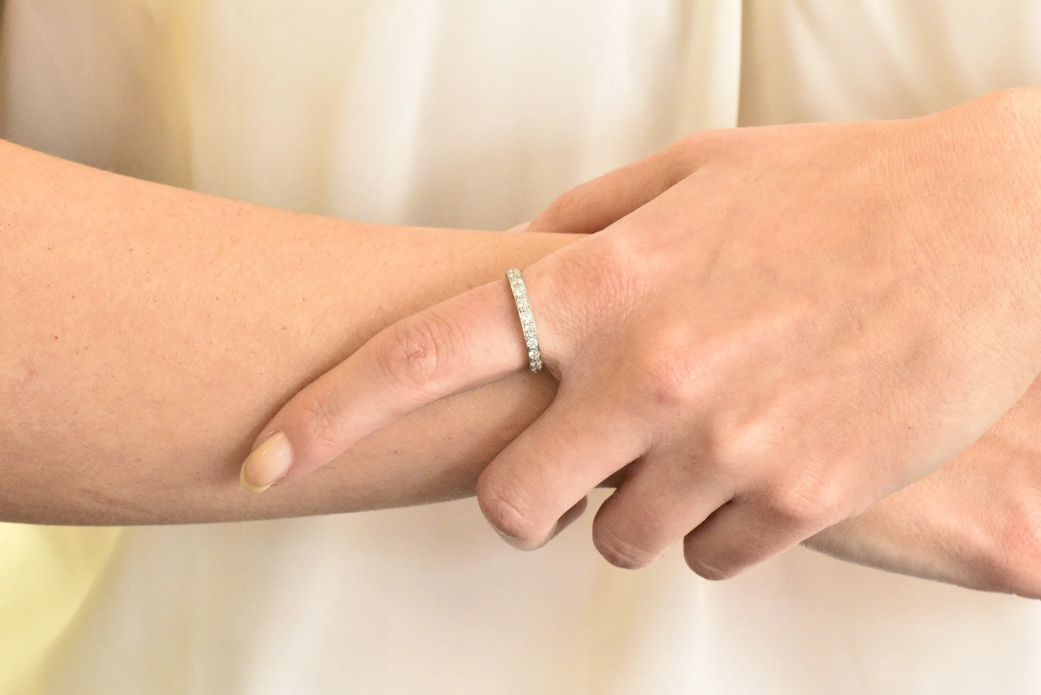 Art Deco 1.20 CTW Diamond Platinum Eternity Stack Band Ring