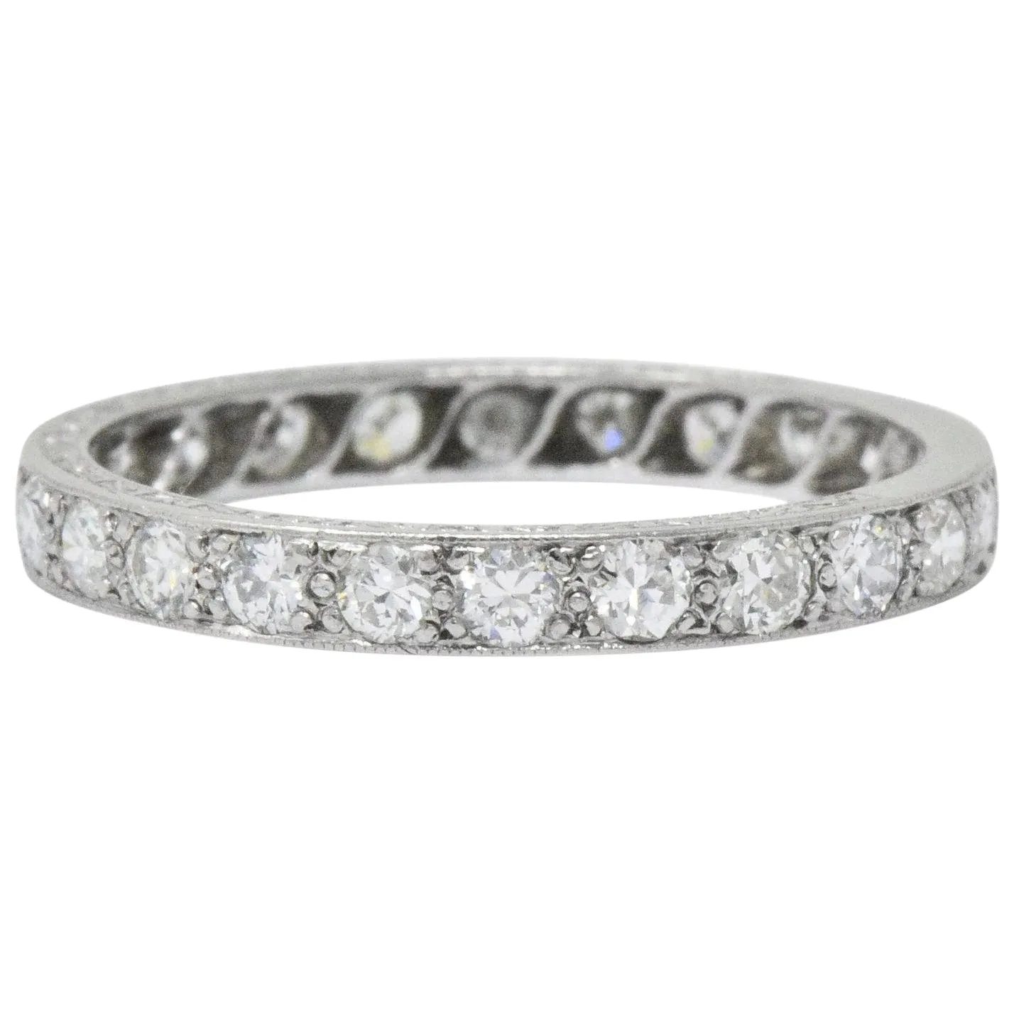 Art Deco 1.20 CTW Diamond Platinum Eternity Stack Band Ring