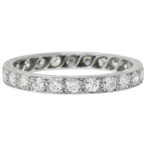 Art Deco 1.20 CTW Diamond Platinum Eternity Stack Band Ring