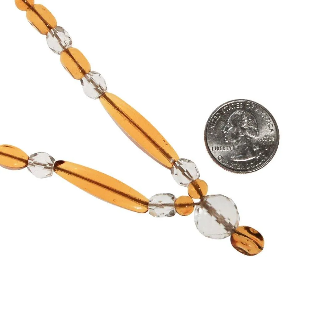 Art Deco Amber Glass and Cut Crystal Necklace