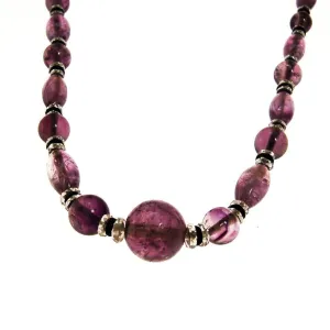 Art Deco Amethyst Crystal Bead Necklace, Hint of Jet Black