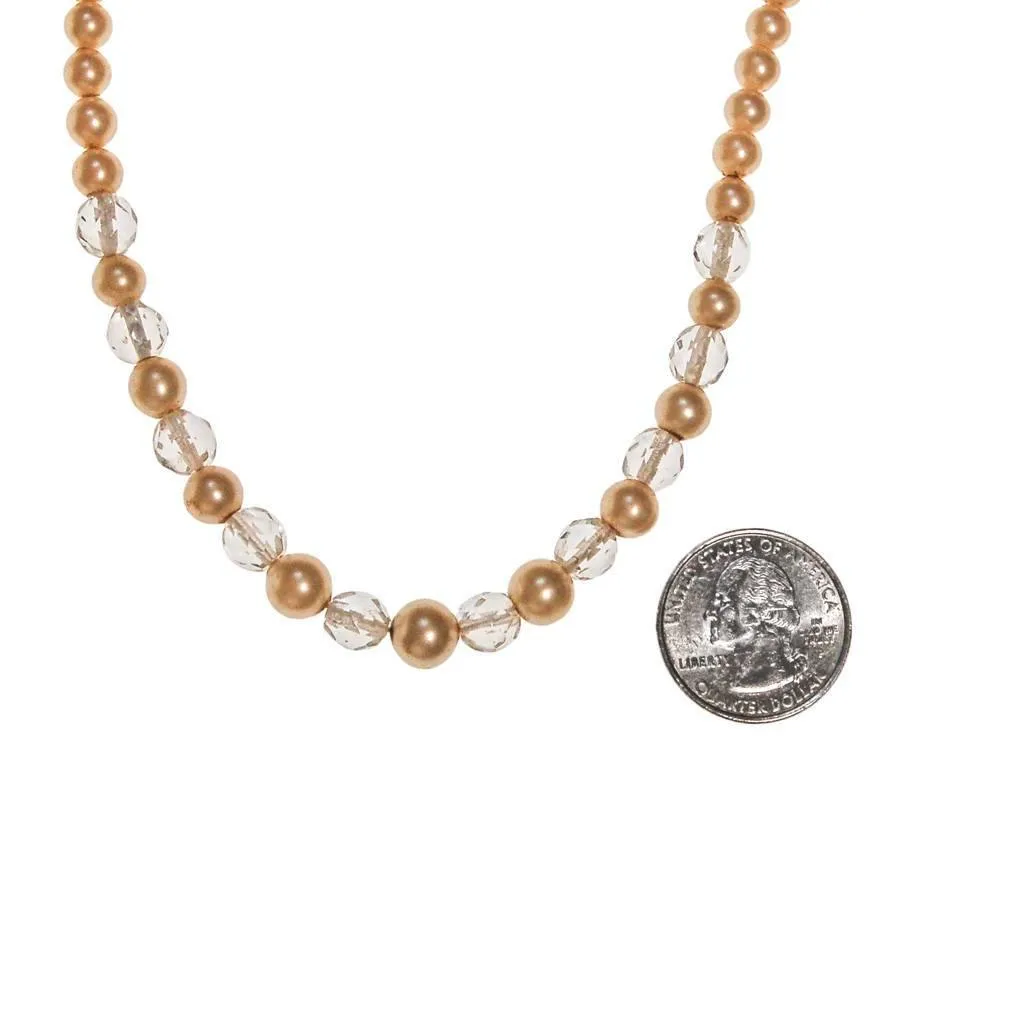 Art Deco Era Faux Pearl and Faceted Crystal Beaded Necklace