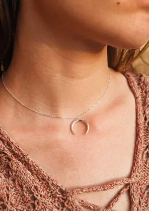 Asmaa Crescent Moon Silver Necklace