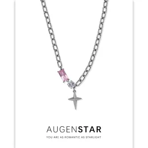 ASR | Pink Square Diamond Four Pointed Star Necklace