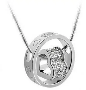 Austrian Crystal Rhinestones Heart Ring Pendant