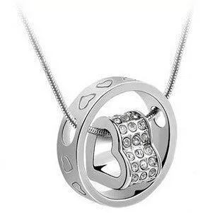 Austrian Crystal Rhinestones Heart Ring Pendant