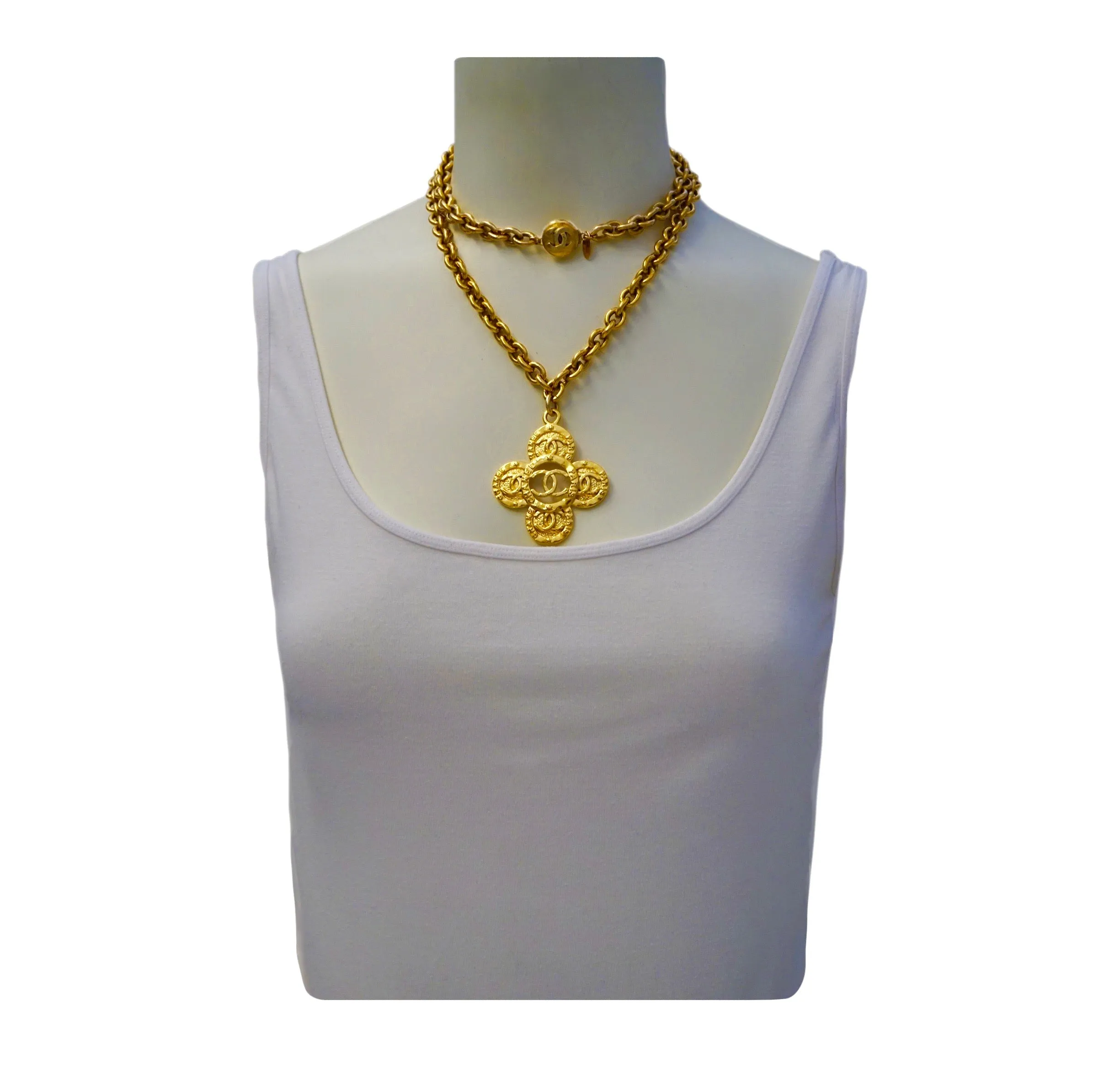 Authentic Chanel Vintage Iconic Gold Cross Necklace