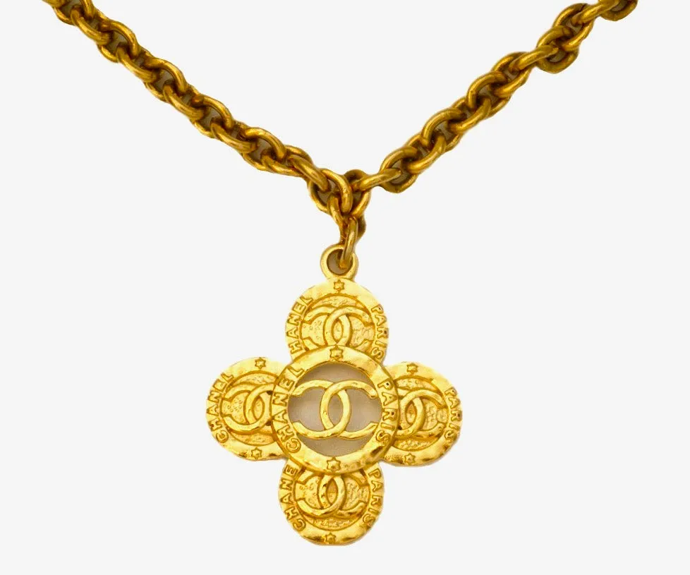Authentic Chanel Vintage Iconic Gold Cross Necklace