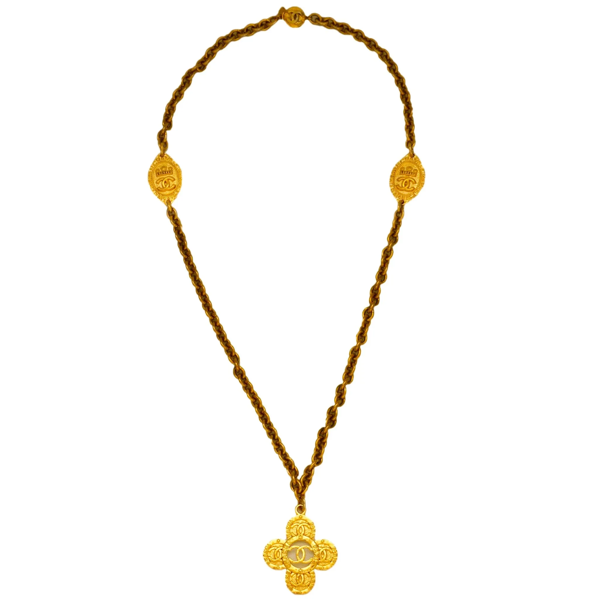 Authentic Chanel Vintage Iconic Gold Cross Necklace