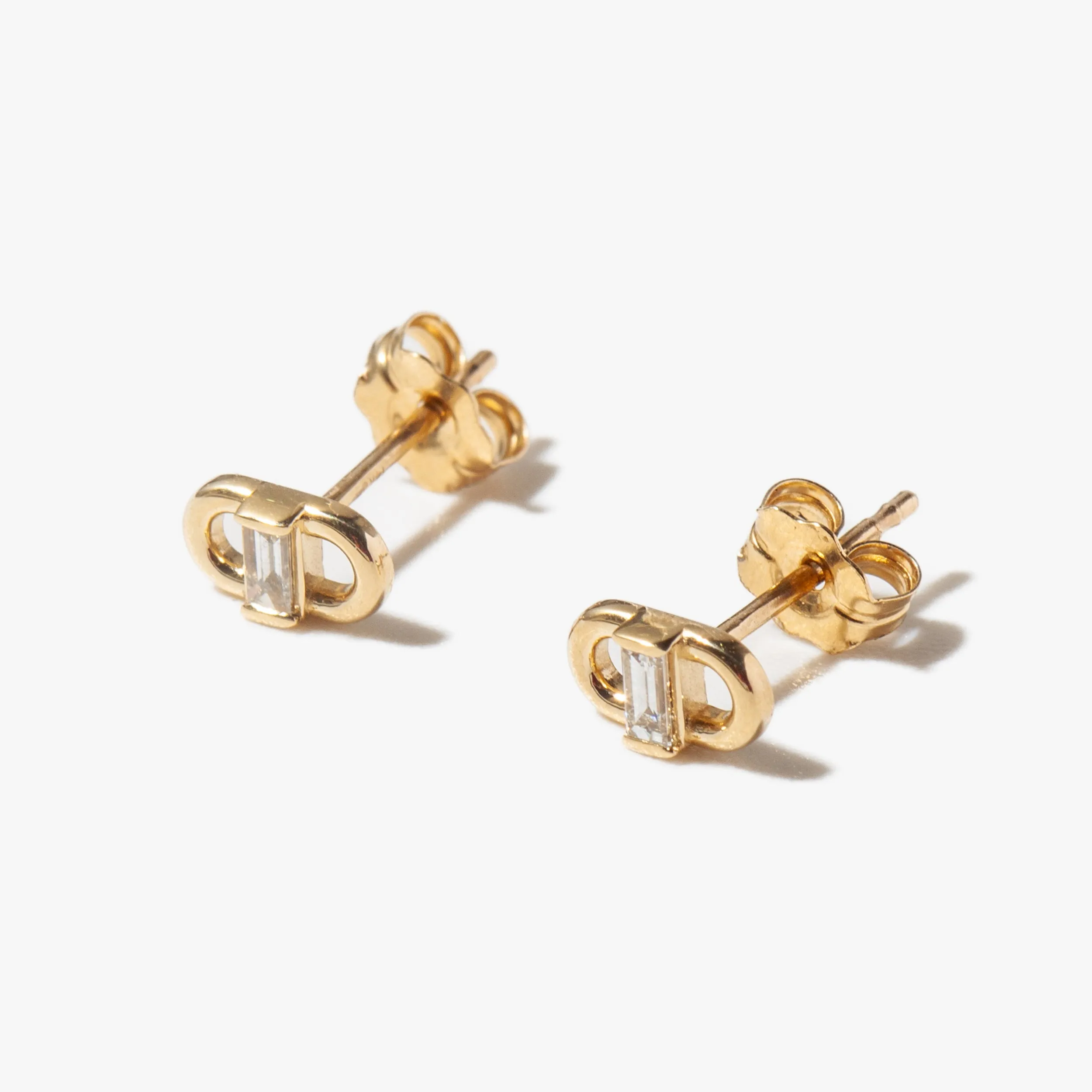 Baguette Diamond Open Link Studs
