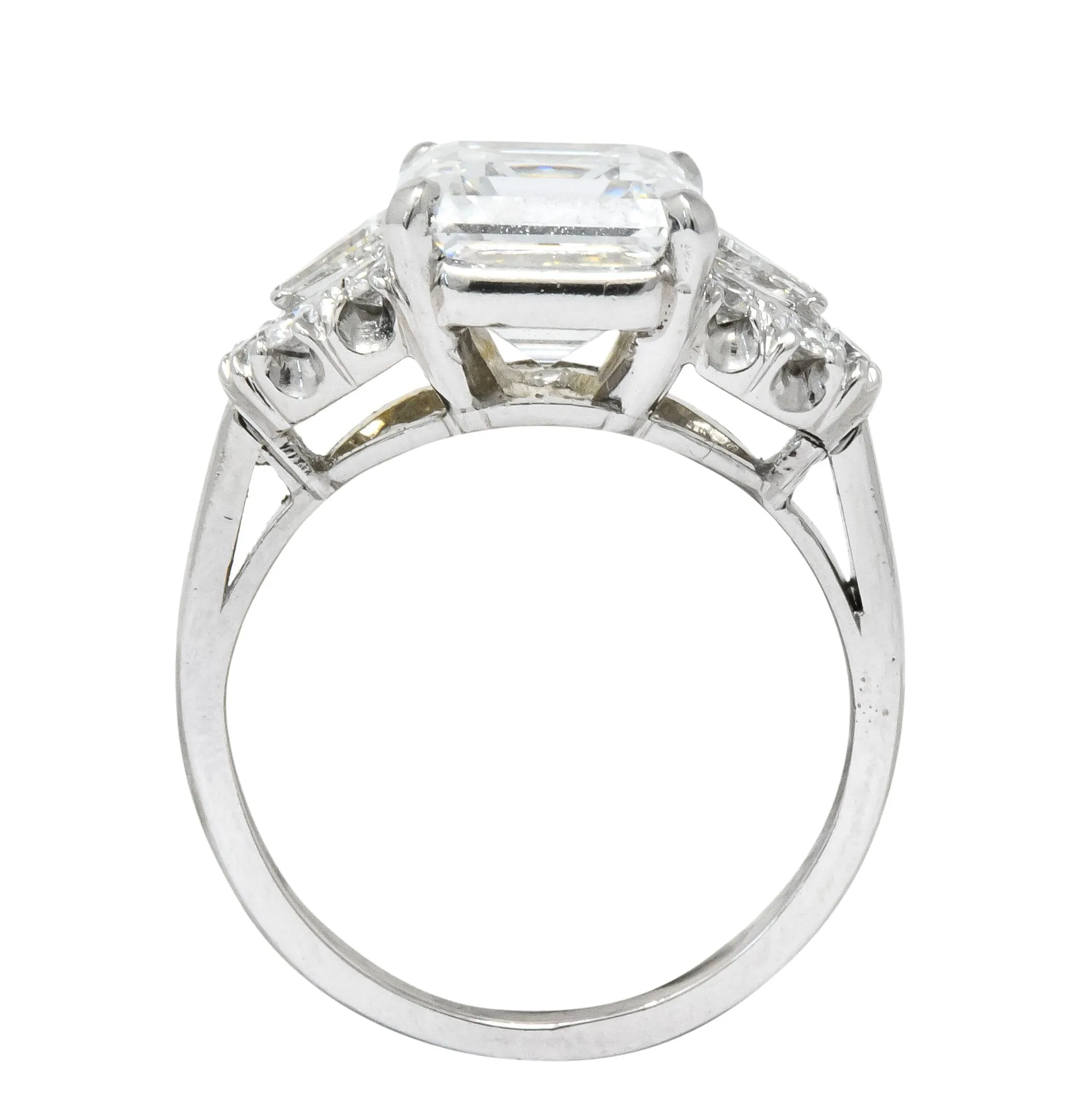 Bailey Banks & Biddle 1940's 4.08 CTW Asscher Diamond Platinum Engagement Ring GIA