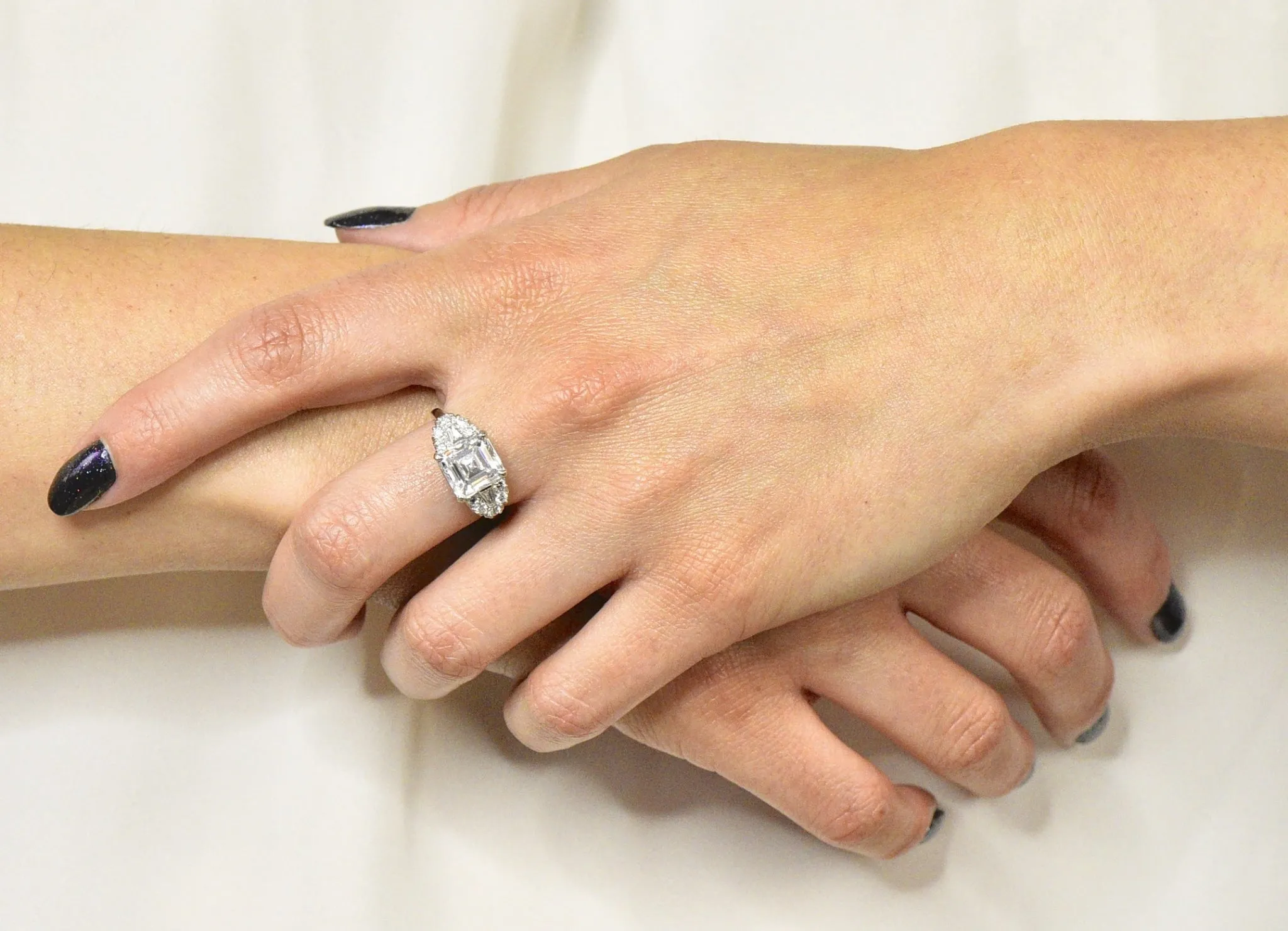 Bailey Banks & Biddle 1940's 4.08 CTW Asscher Diamond Platinum Engagement Ring GIA