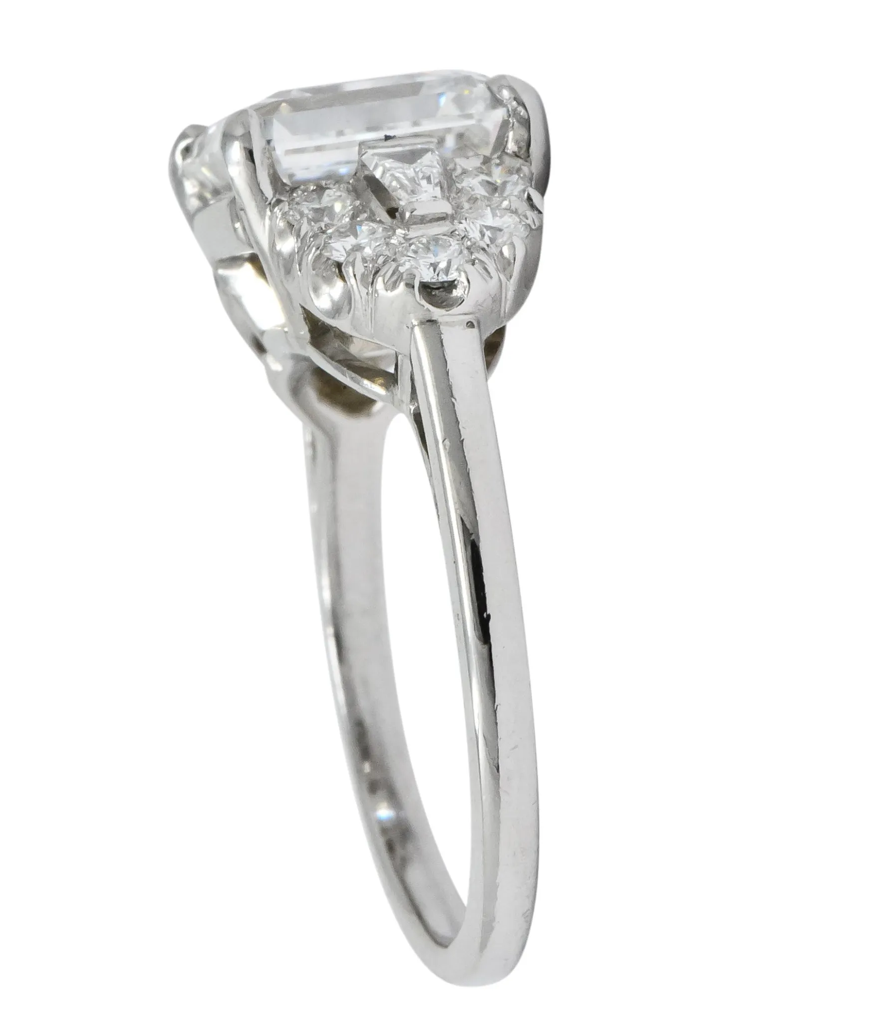 Bailey Banks & Biddle 1940's 4.08 CTW Asscher Diamond Platinum Engagement Ring GIA