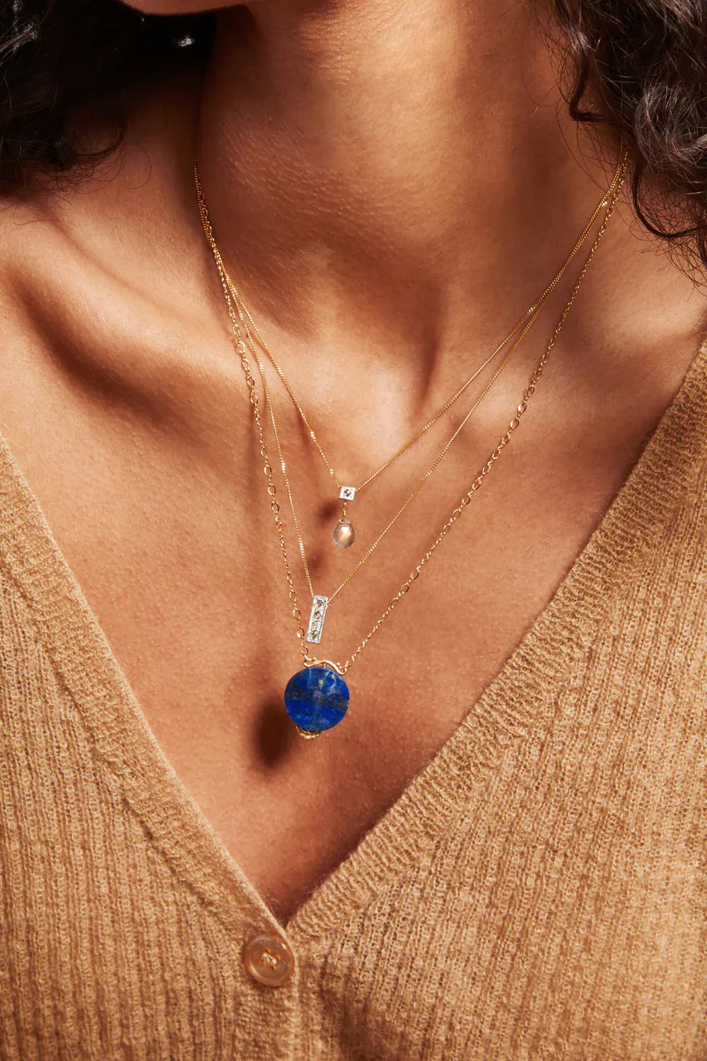 BAR DIAMOND NECKLACE IN GOLD MIX