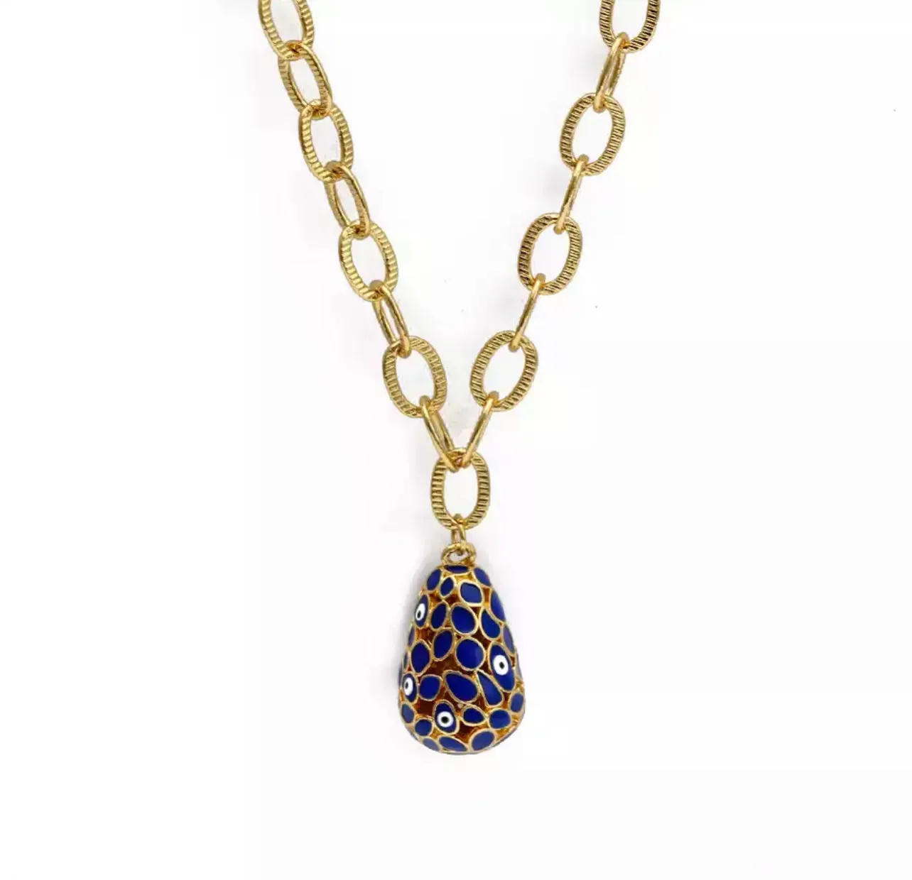 Beautiful chain link with an enameled evil eye pendant 310-8 | Erika Williner Designs