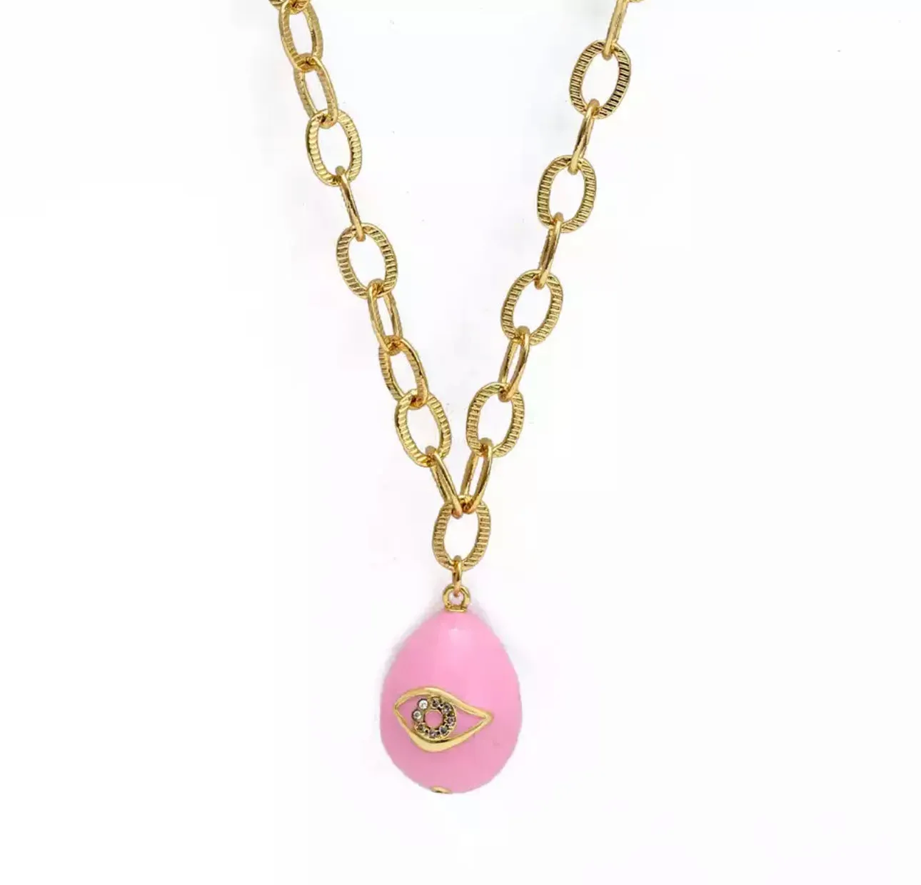 Beautiful chain link with an enameled evil eye pendant 310-8 | Erika Williner Designs