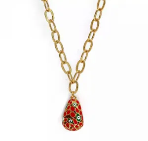 Beautiful chain link with an enameled evil eye pendant 310-8 | Erika Williner Designs
