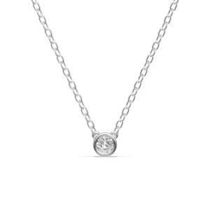 Bezel Pendant Necklace with 0.10ct of Laboratory Grown Diamonds in Sterling Silver and Platinum