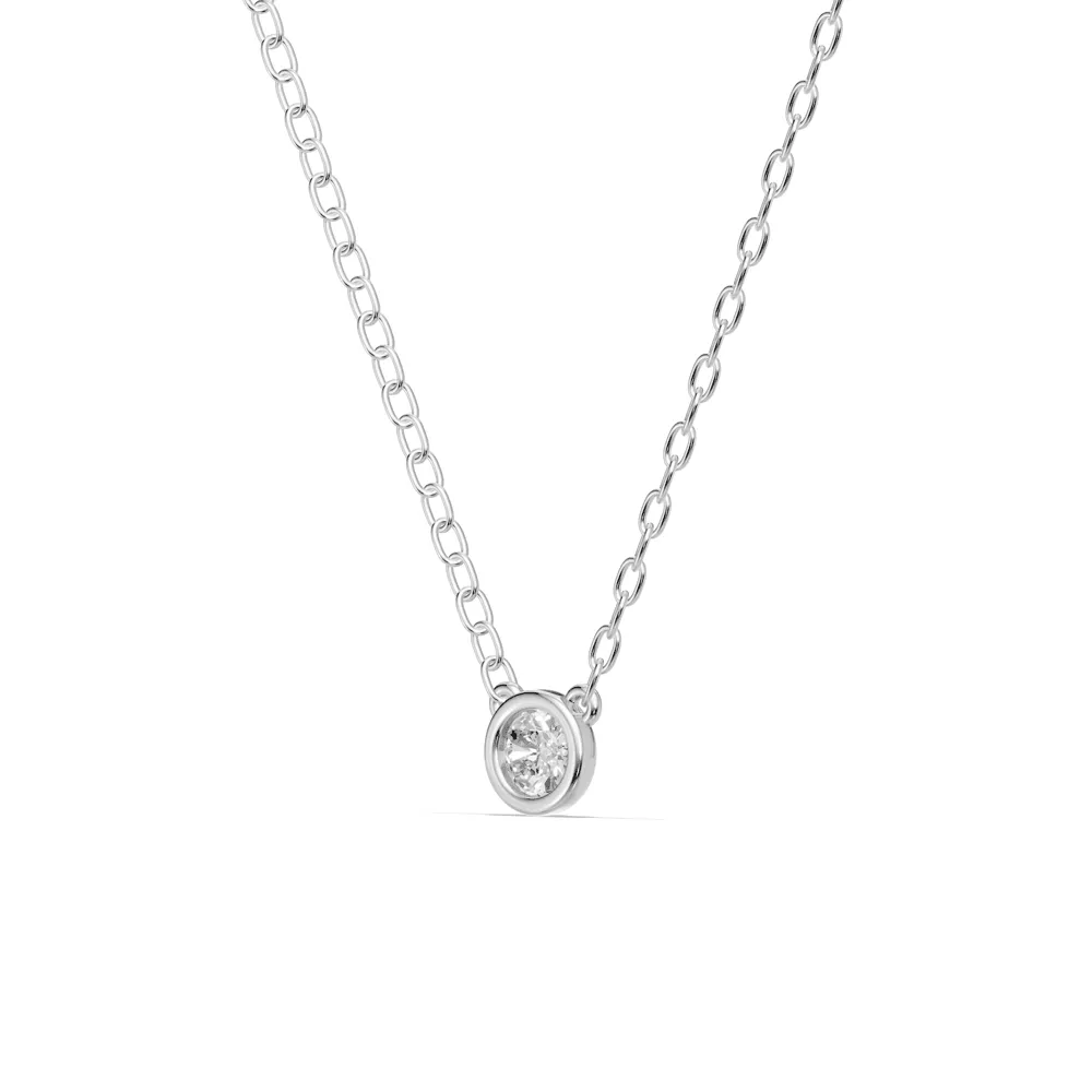 Bezel Pendant Necklace with 0.10ct of Laboratory Grown Diamonds in Sterling Silver and Platinum