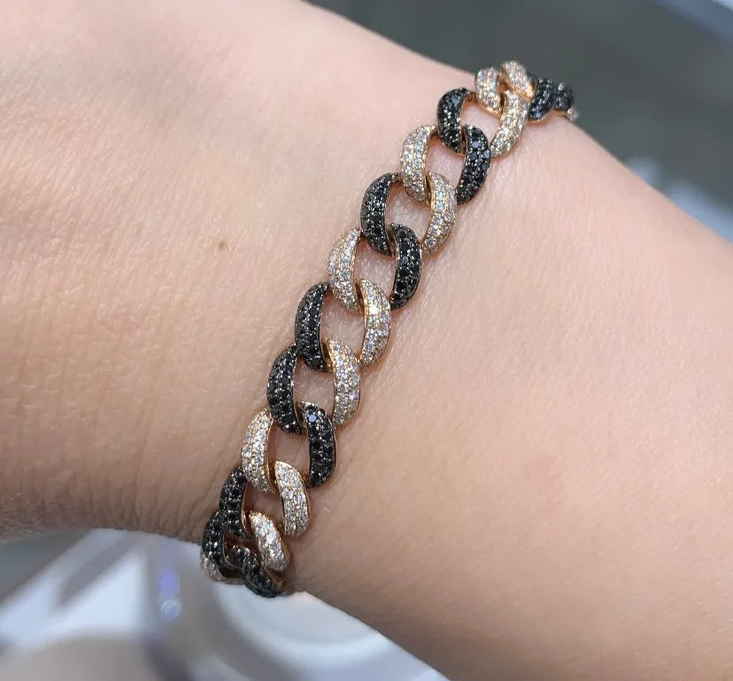 Black & Diamond 4.07CT T.W. Pave Cuban Link Bracelet