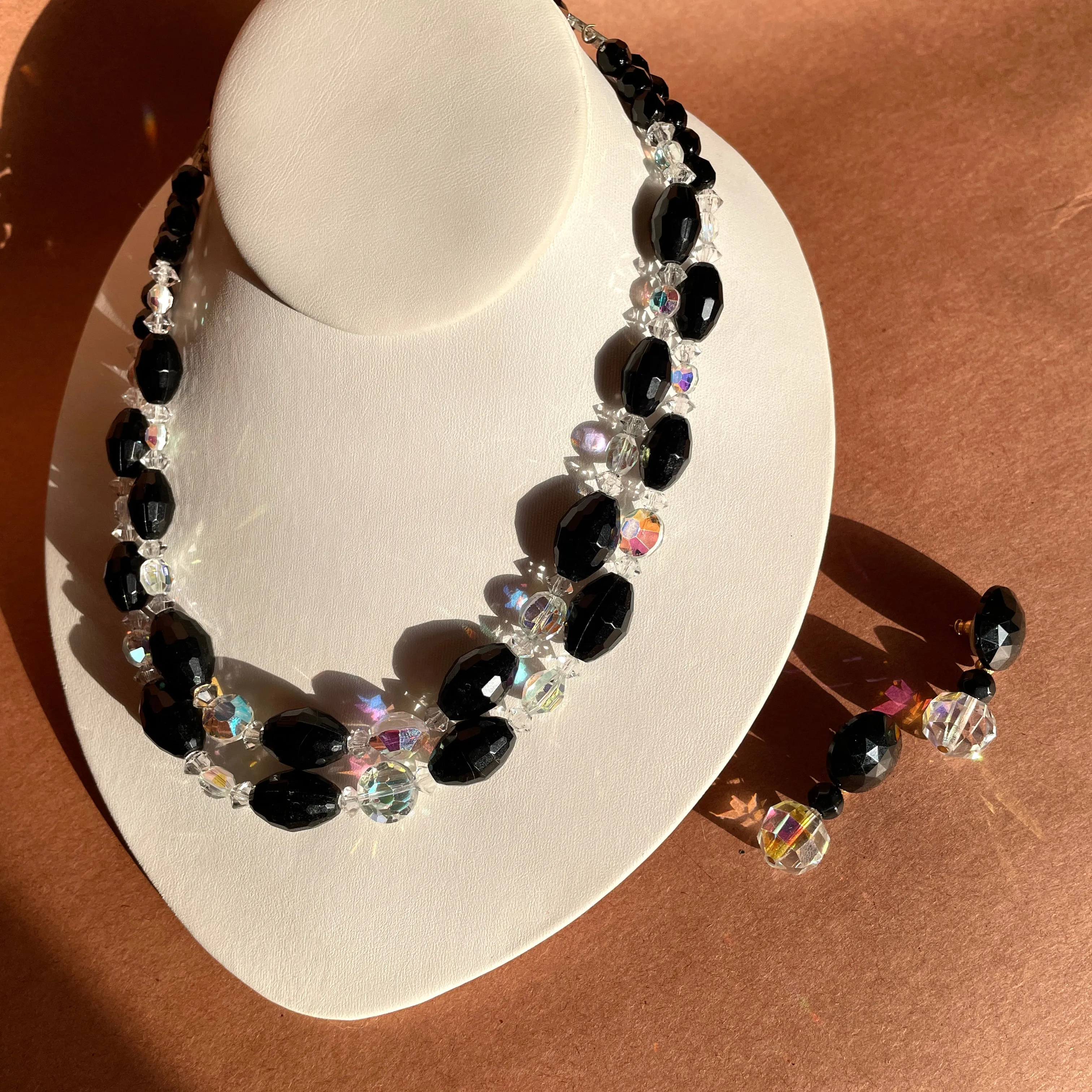 Black   Aurora Bead Necklace Earring set