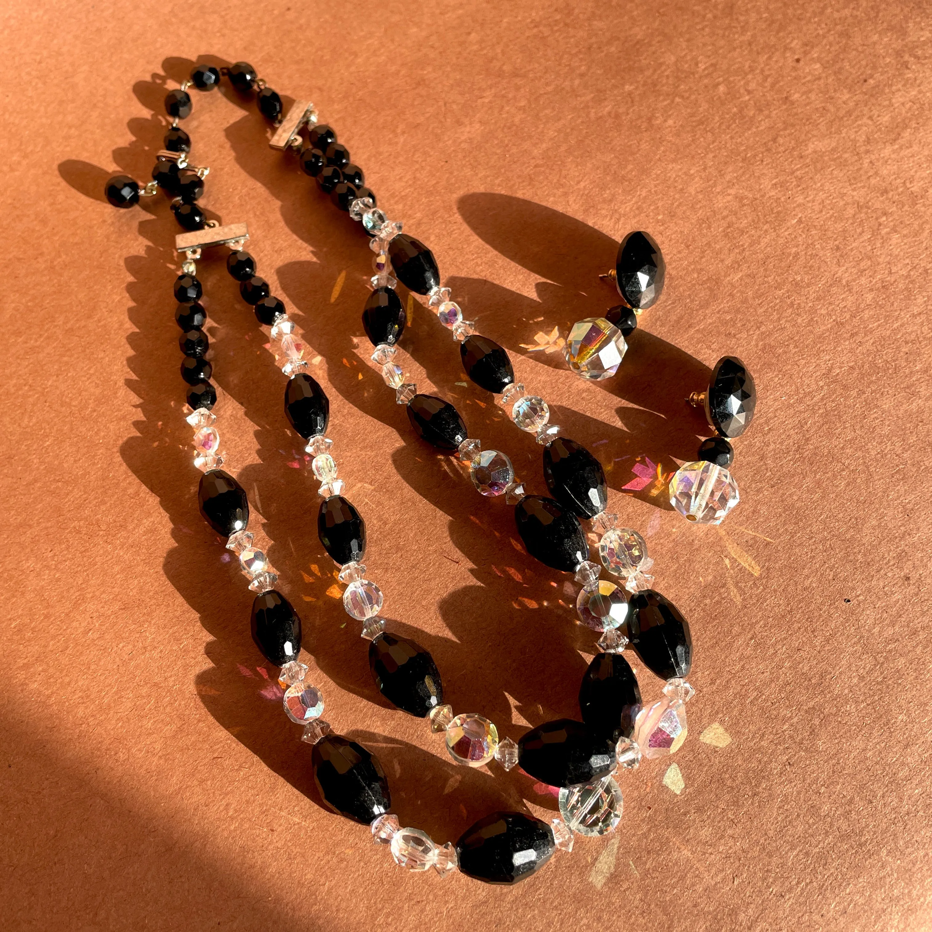 Black   Aurora Bead Necklace Earring set