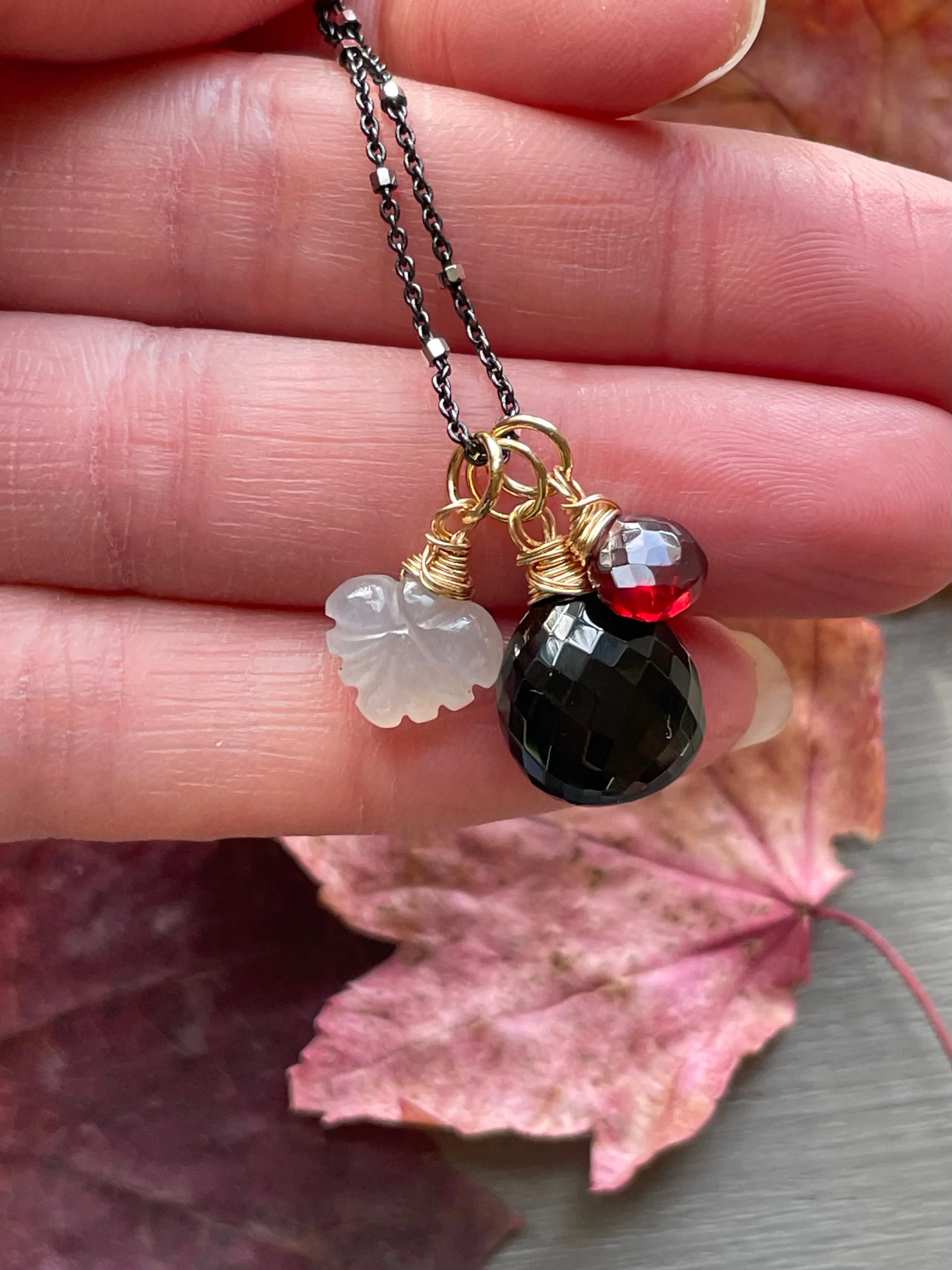 Black Spinel Charm Necklace