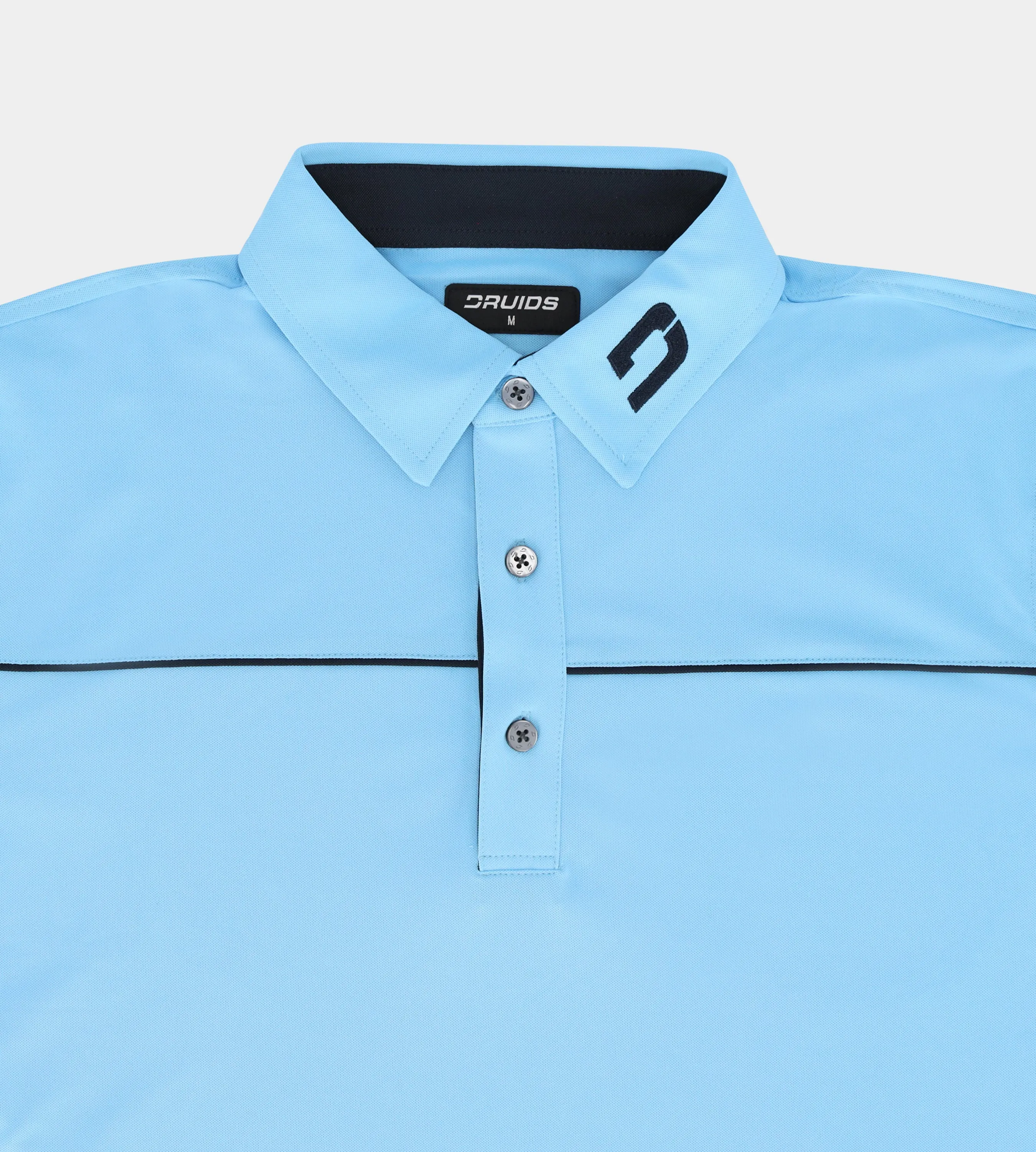 BLOCK PIQUE LONG SLEEVE POLO -  BLUE/NAVY