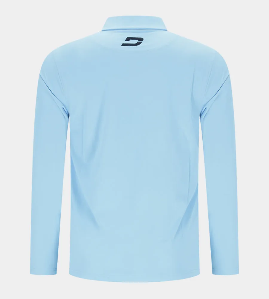 BLOCK PIQUE LONG SLEEVE POLO -  BLUE/NAVY