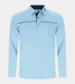 BLOCK PIQUE LONG SLEEVE POLO -  BLUE/NAVY