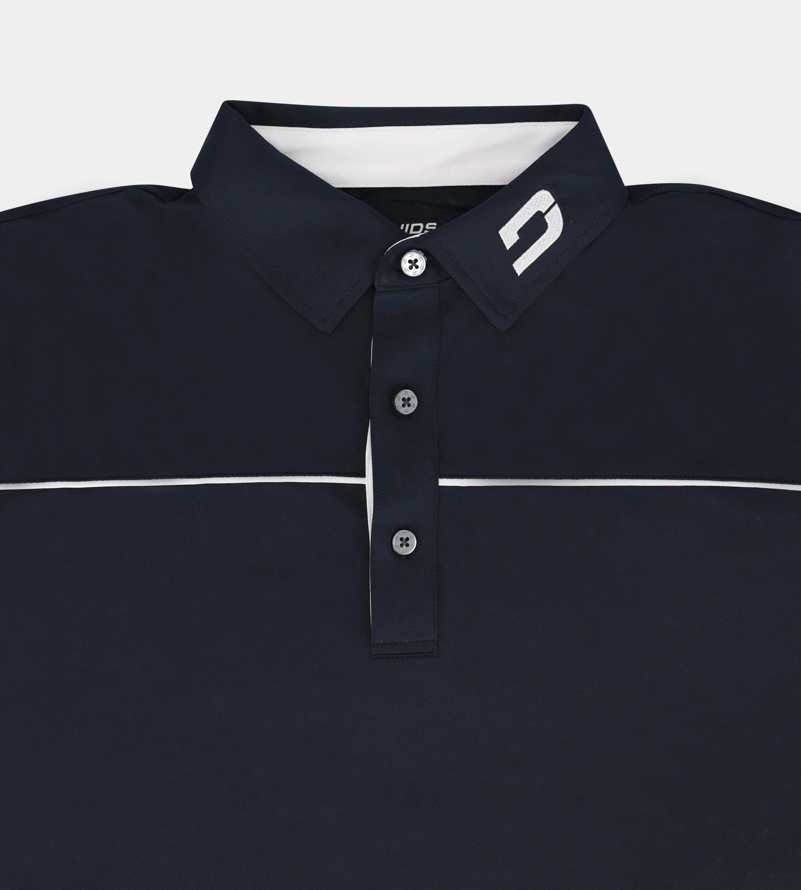 BLOCK PIQUE LONG SLEEVE POLO -  NAVY/WHITE