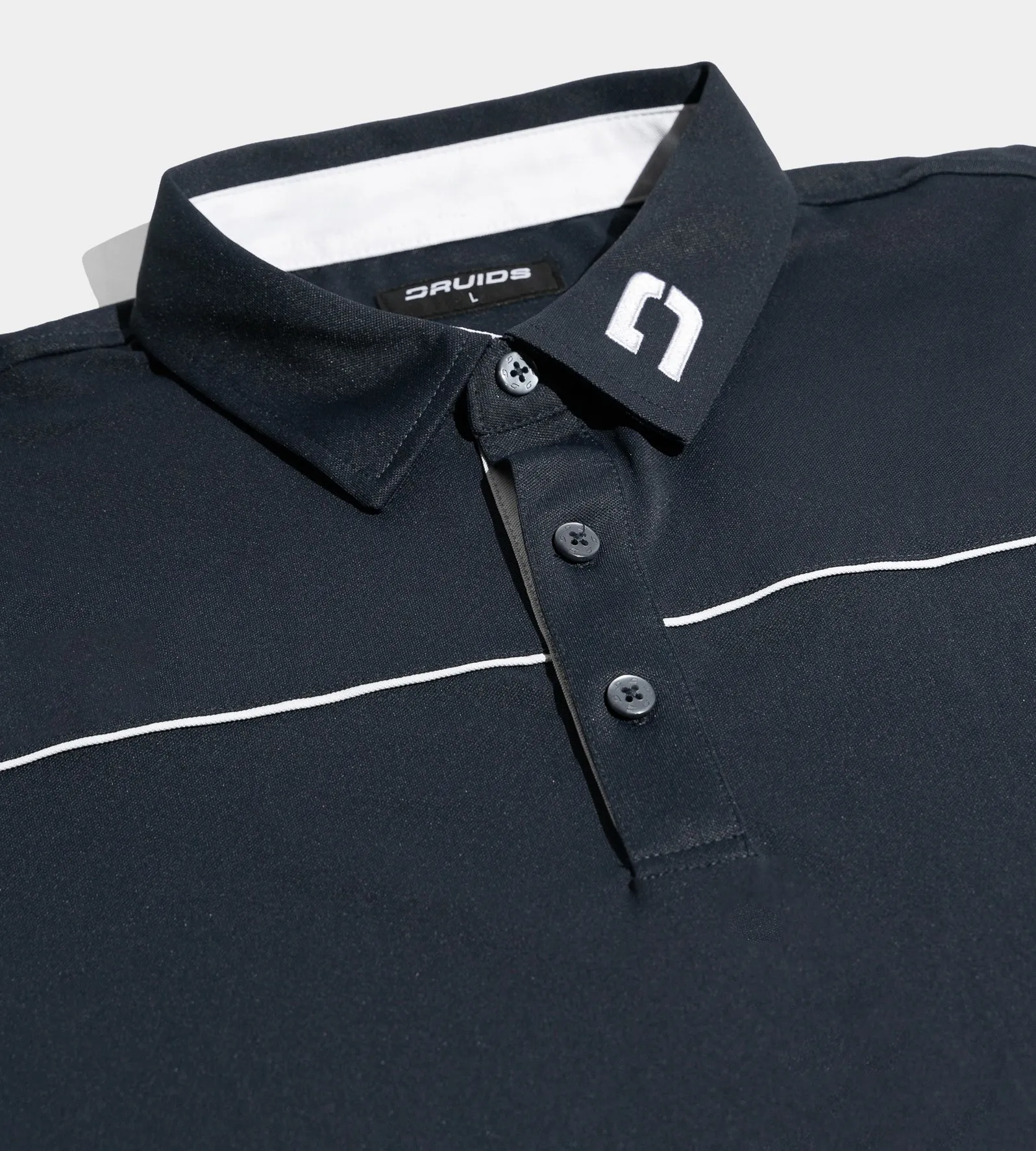 BLOCK PIQUE LONG SLEEVE POLO -  NAVY/WHITE