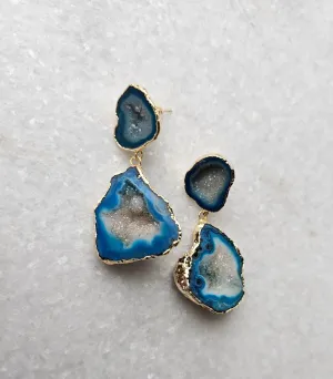 Blue Fin Geode Earrings