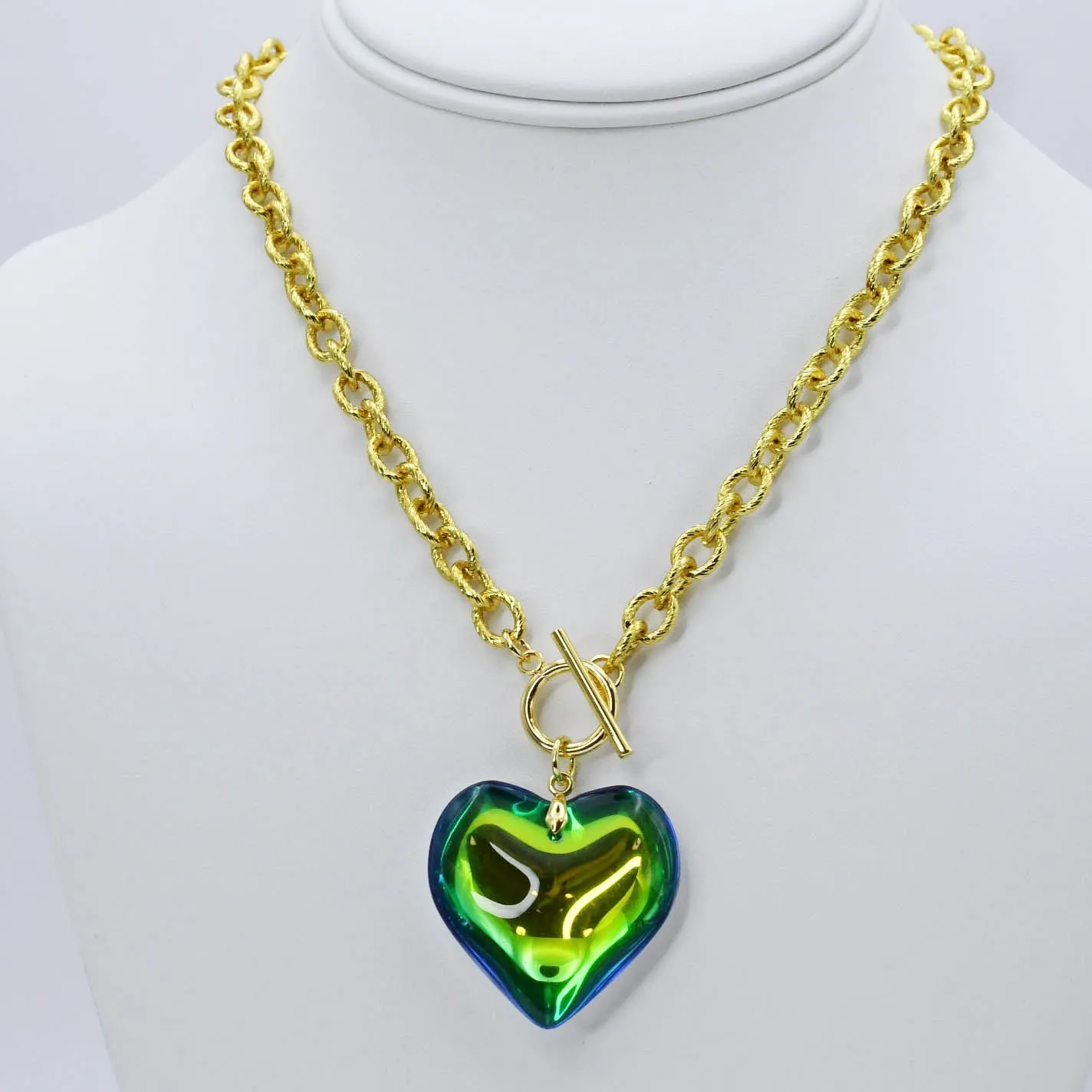 Blue/Green Enchanted Heart Necklace