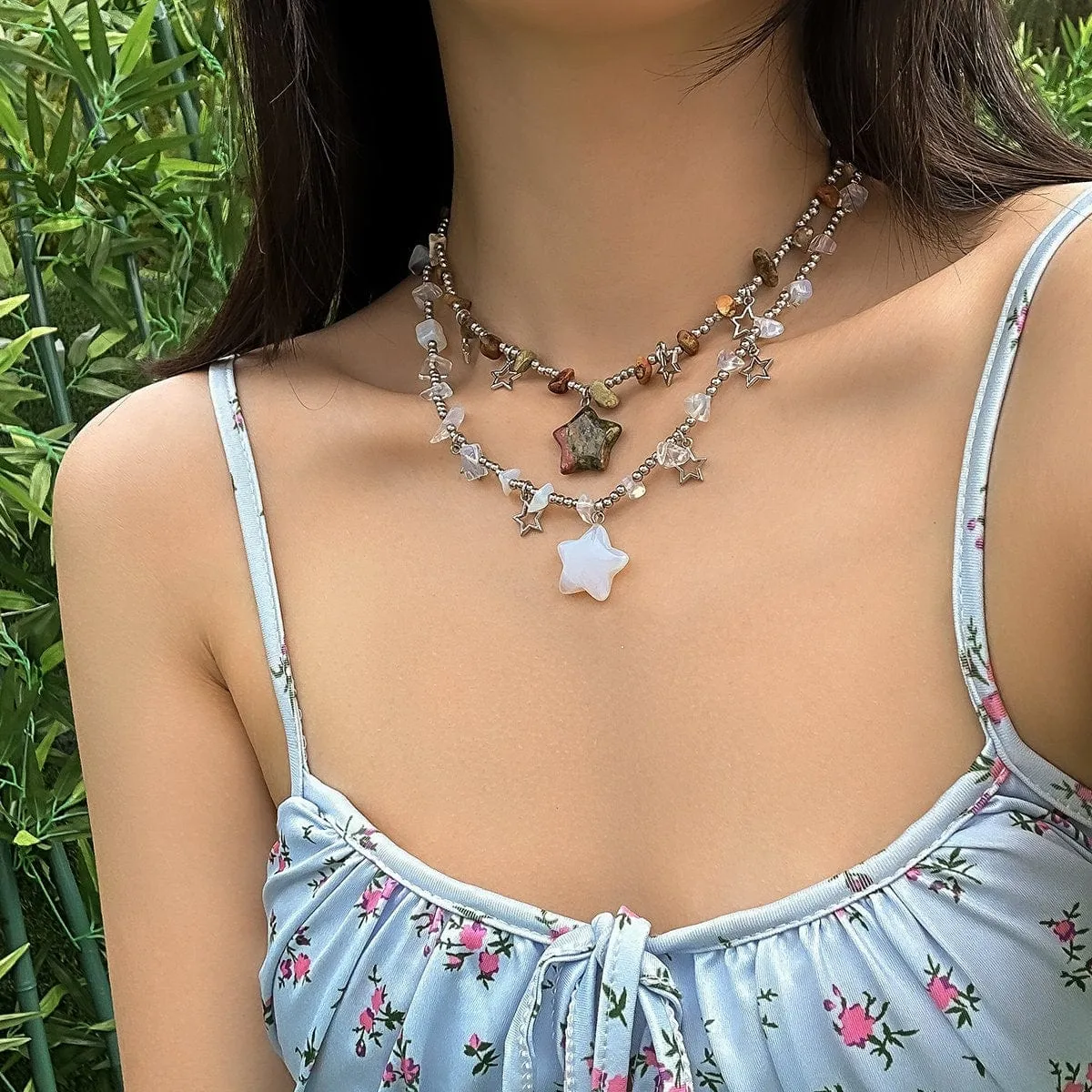 Bohemia Star Tassel Turquoise Stone Choker Necklace
