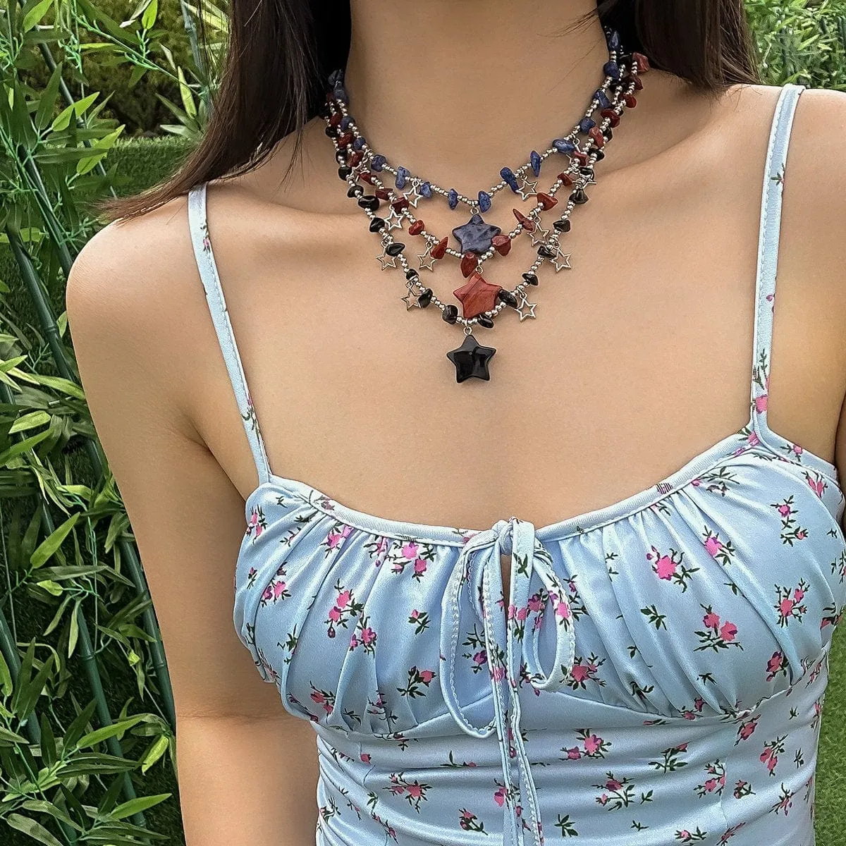 Bohemia Star Tassel Turquoise Stone Choker Necklace