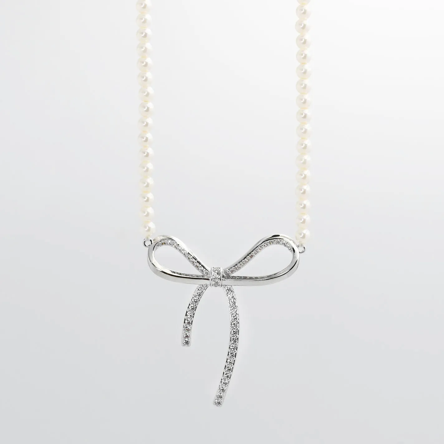 Bow Tie Silver Necklace k5