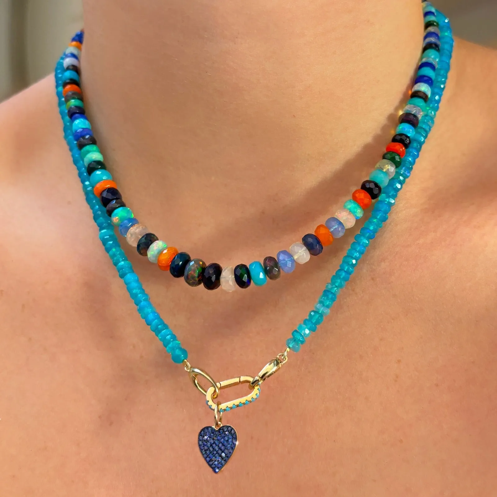 Bright Blue Faceted Opal Necklace