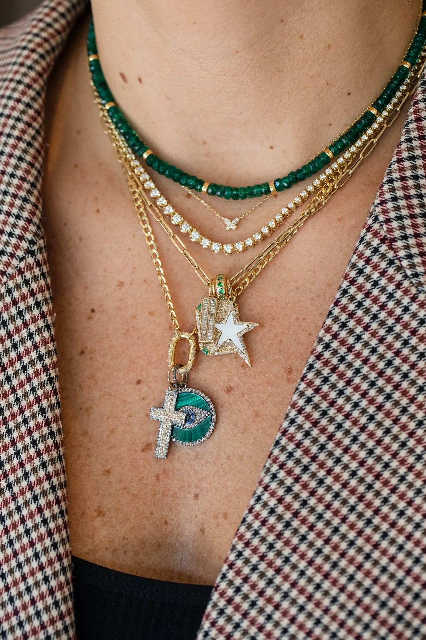 Bright Emerald Dyed Corundum Rondelle Necklace