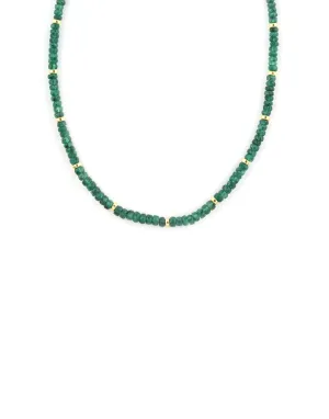 Bright Emerald Dyed Corundum Rondelle Necklace